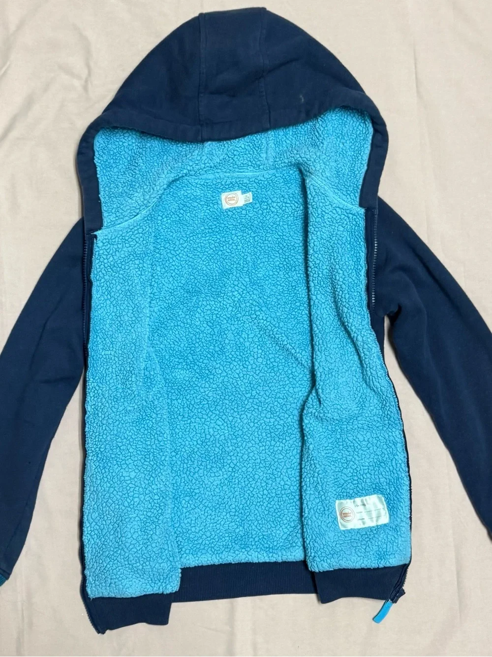 Wonder Nation Sherpa Lined Zip Hoodie Youth XL 14-16 Navy Fleece Jacket